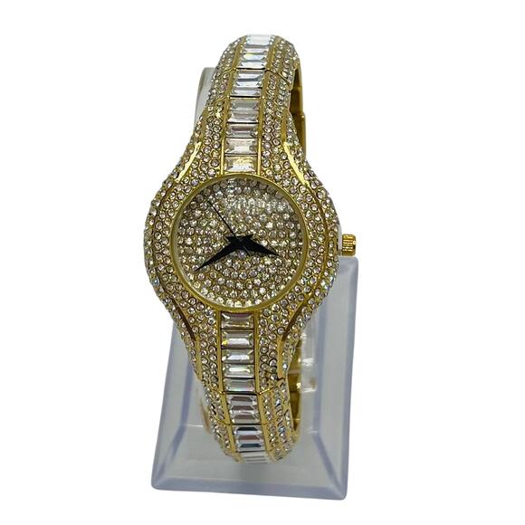 Miss Fox Fashion Jewelry Gold Tone Rhinestone Analog Watch - Picture 1 of 6
